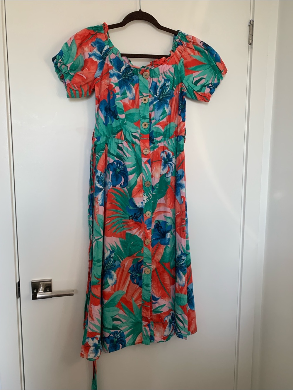 Zara 100%cotton Floral Off-Shoulder Midi Dress